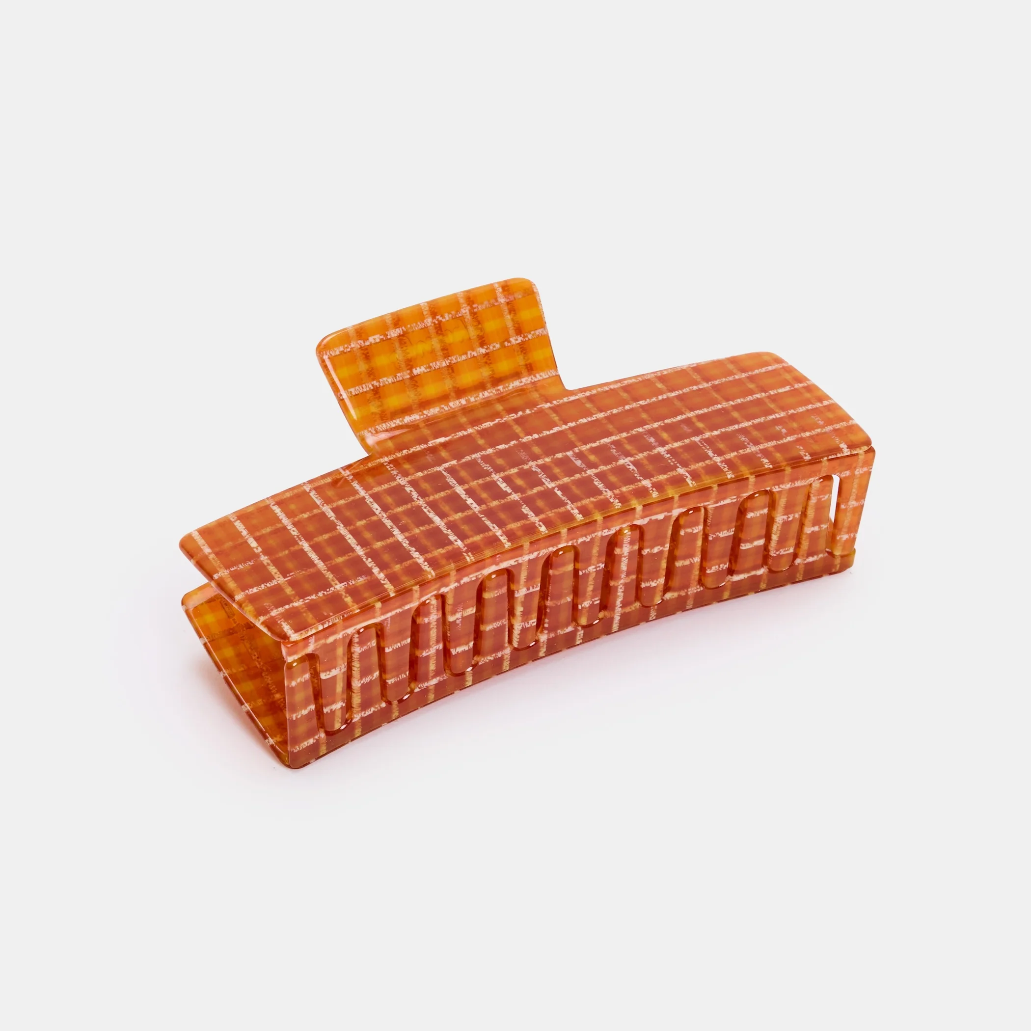 Jumbo Box Claw in Caramel Plaid