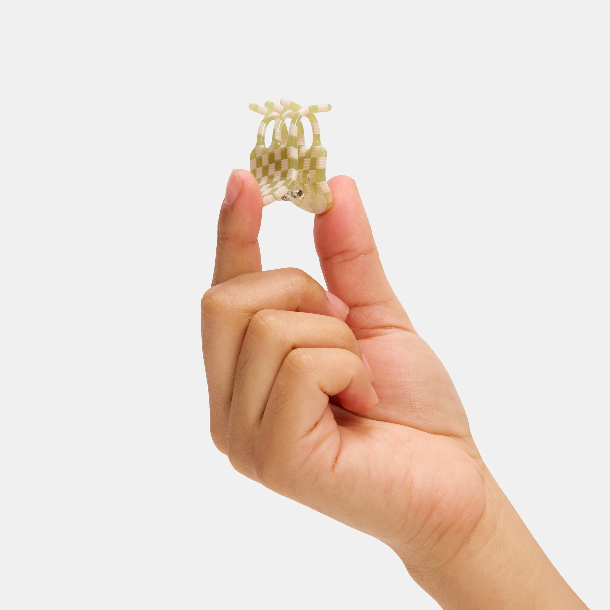 Mini Claw in Olive Check - Image 4
