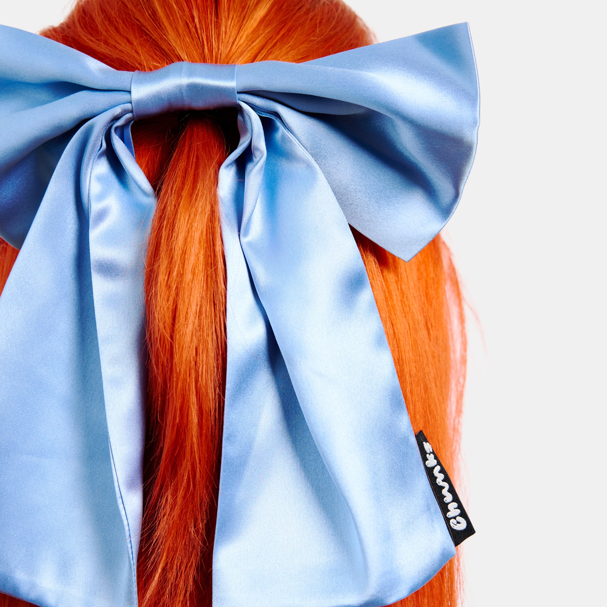 Silk Bow Barrette in Blue - Image 3