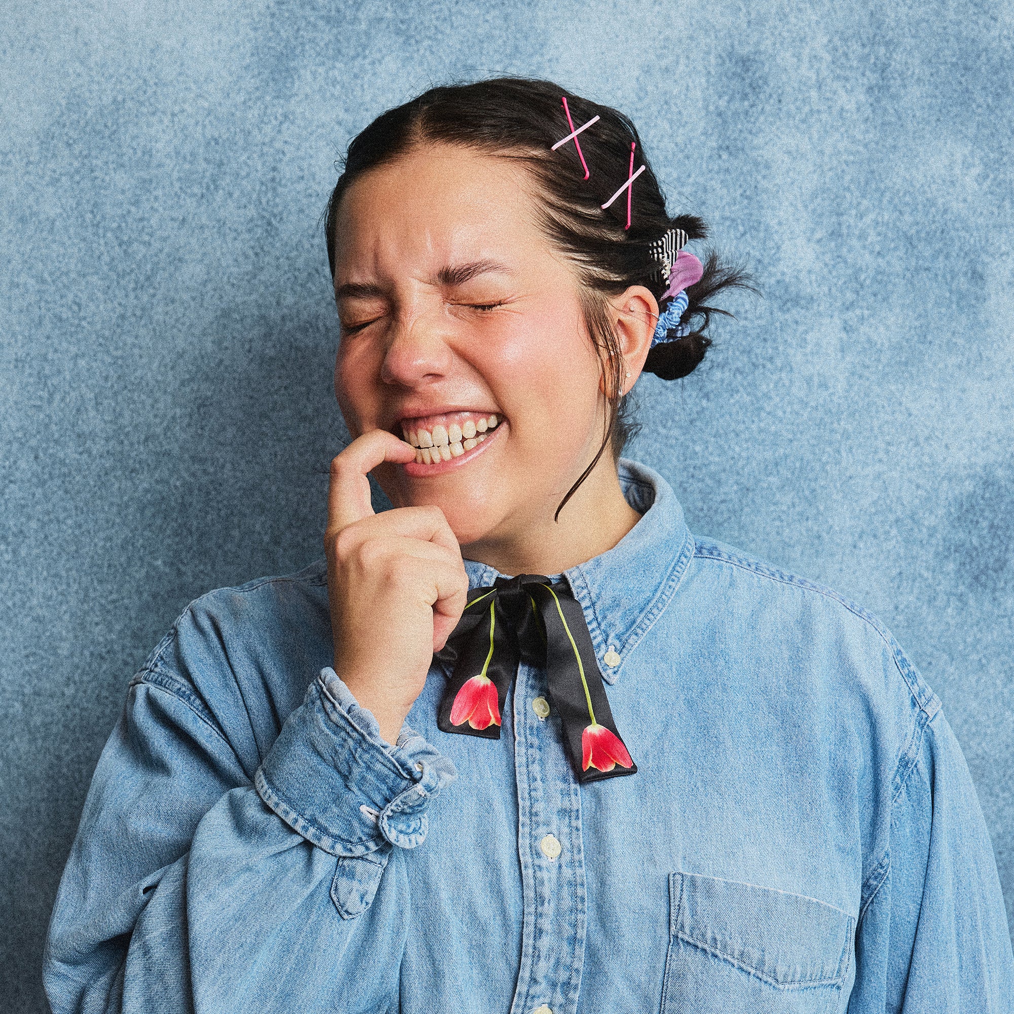 Silk Tie Scrunchie in Tulip - Image 6
