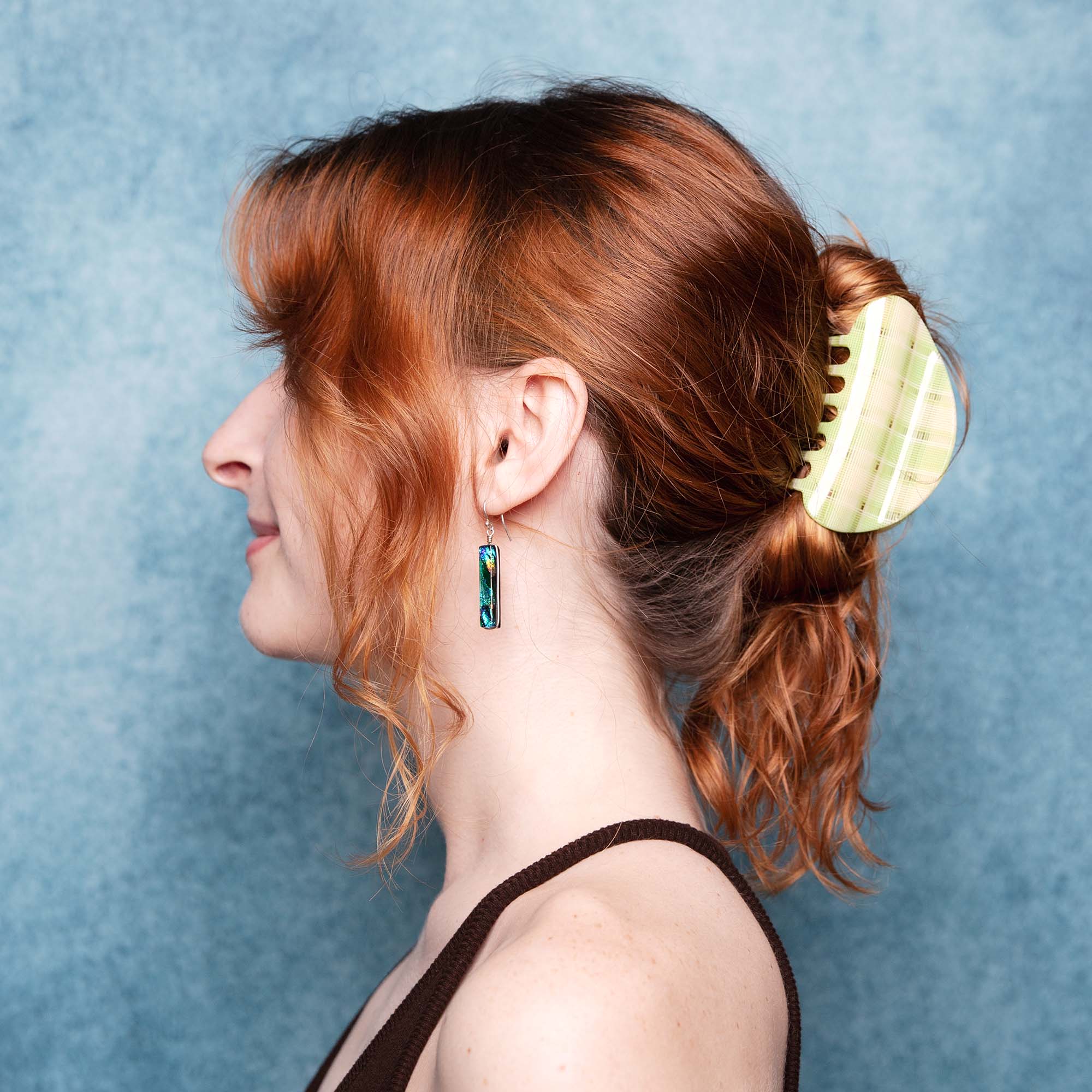 Suki Claw in Lime + Cream Plaid - Image 3