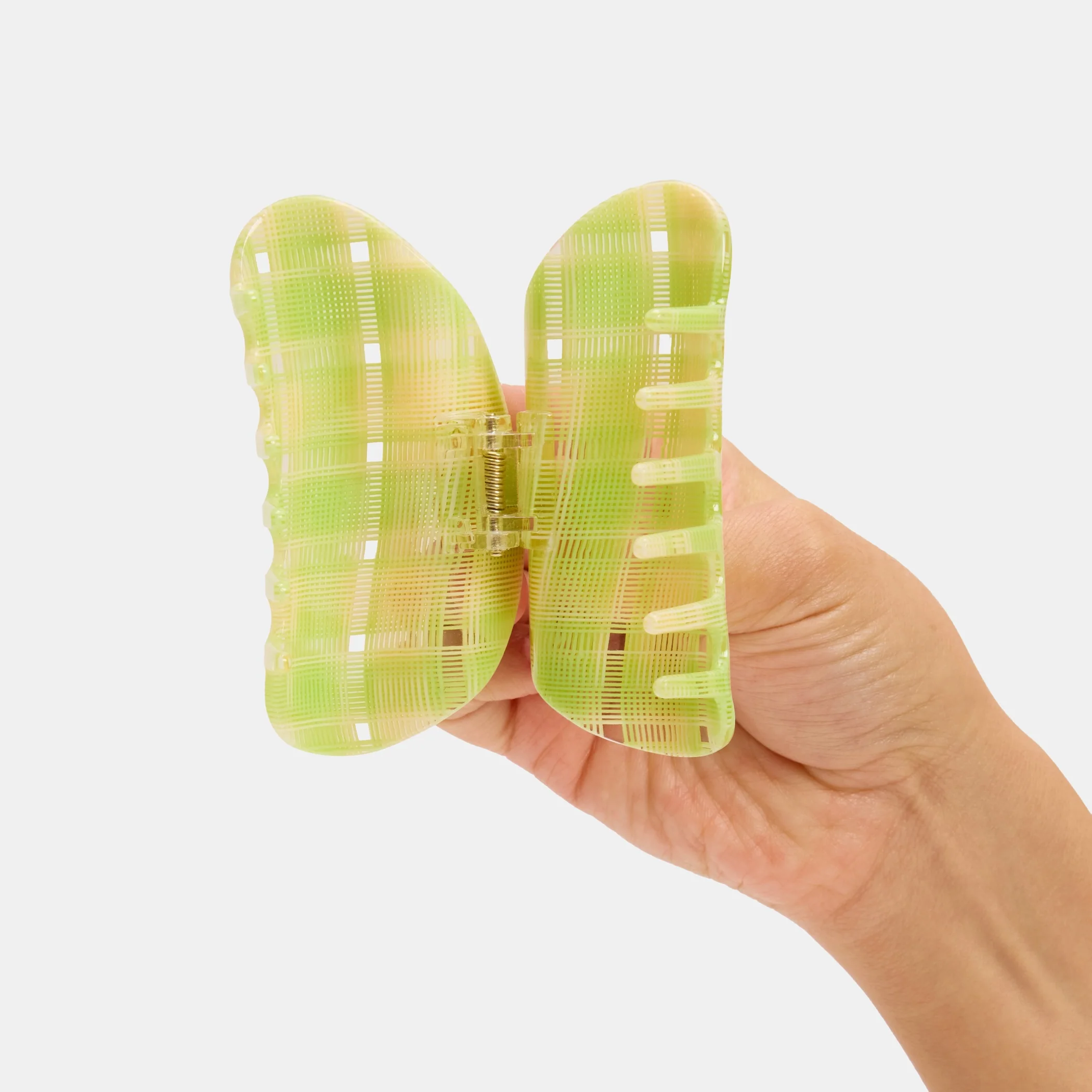 Suki Claw in Lime + Cream Plaid - Image 5